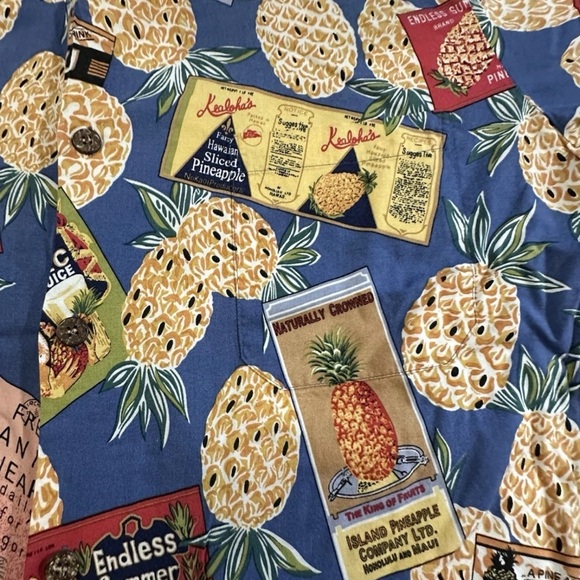 VTG Reyn Spooner Joe Kealuhas All Over Graphic Print Pineapple Camp Mens Medium - Picture 3 of 5